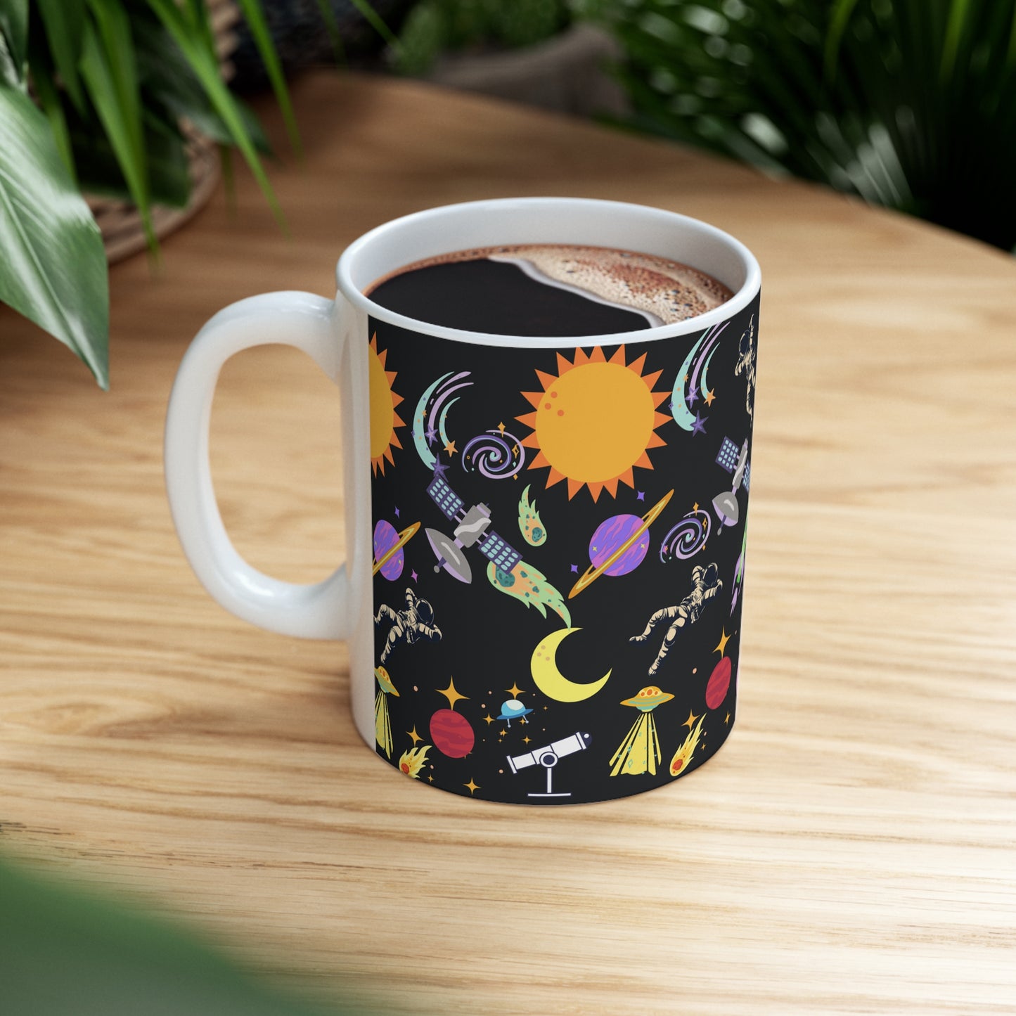 Outerspace Encounters Black Ceramic Mug 11oz