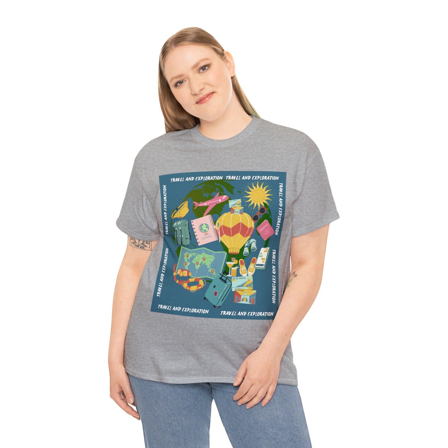 Travel and exploration Blue Unisex Heavy Cotton Tee