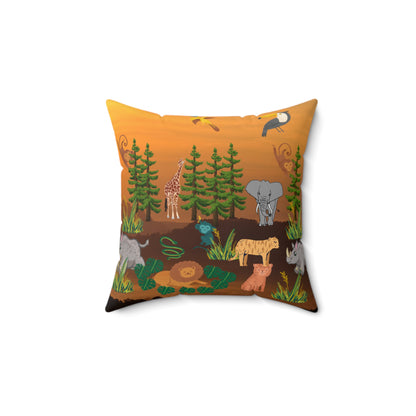 African Safari Spun Polyester Square Pillow