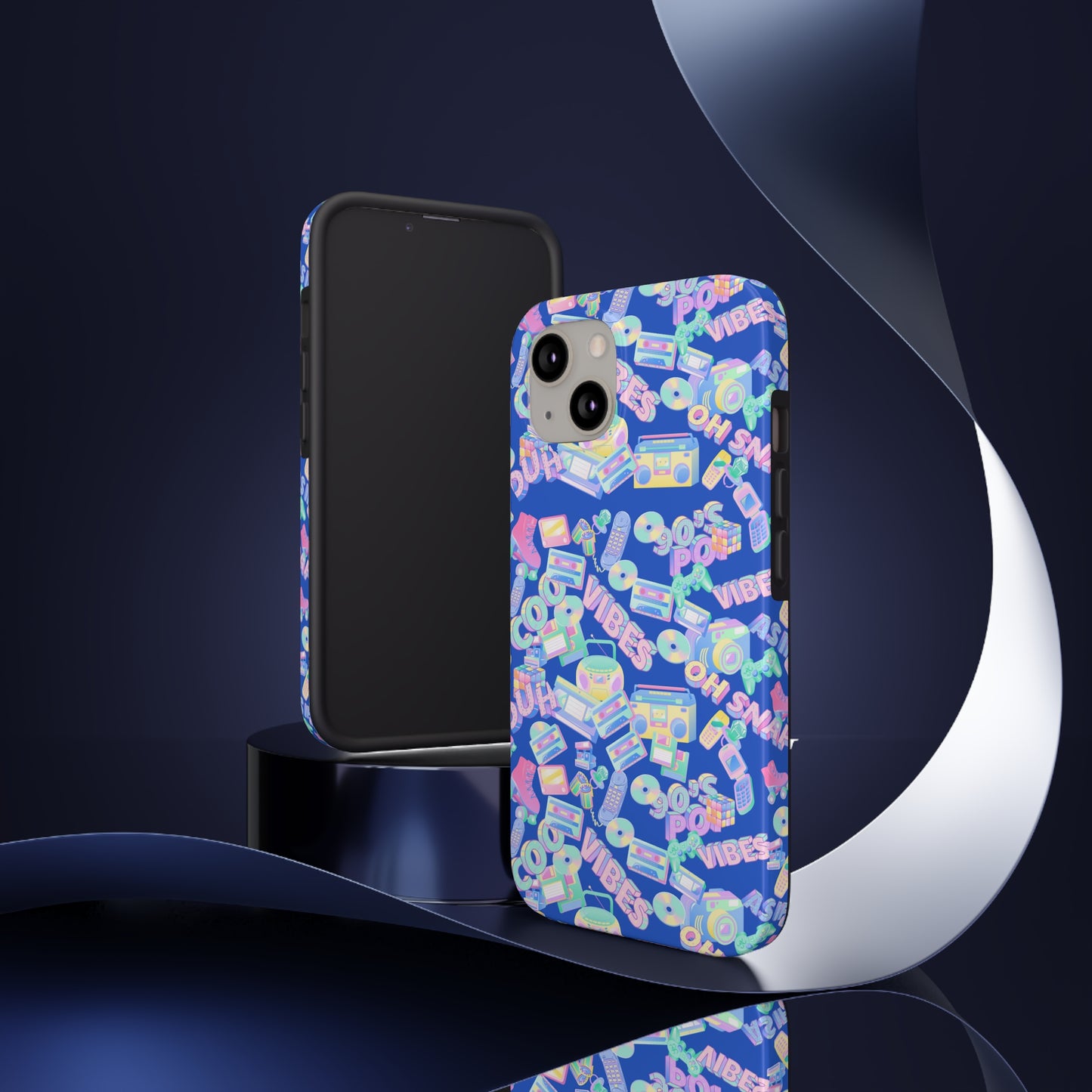 Retro Vibes Blue Tough Phone Cases