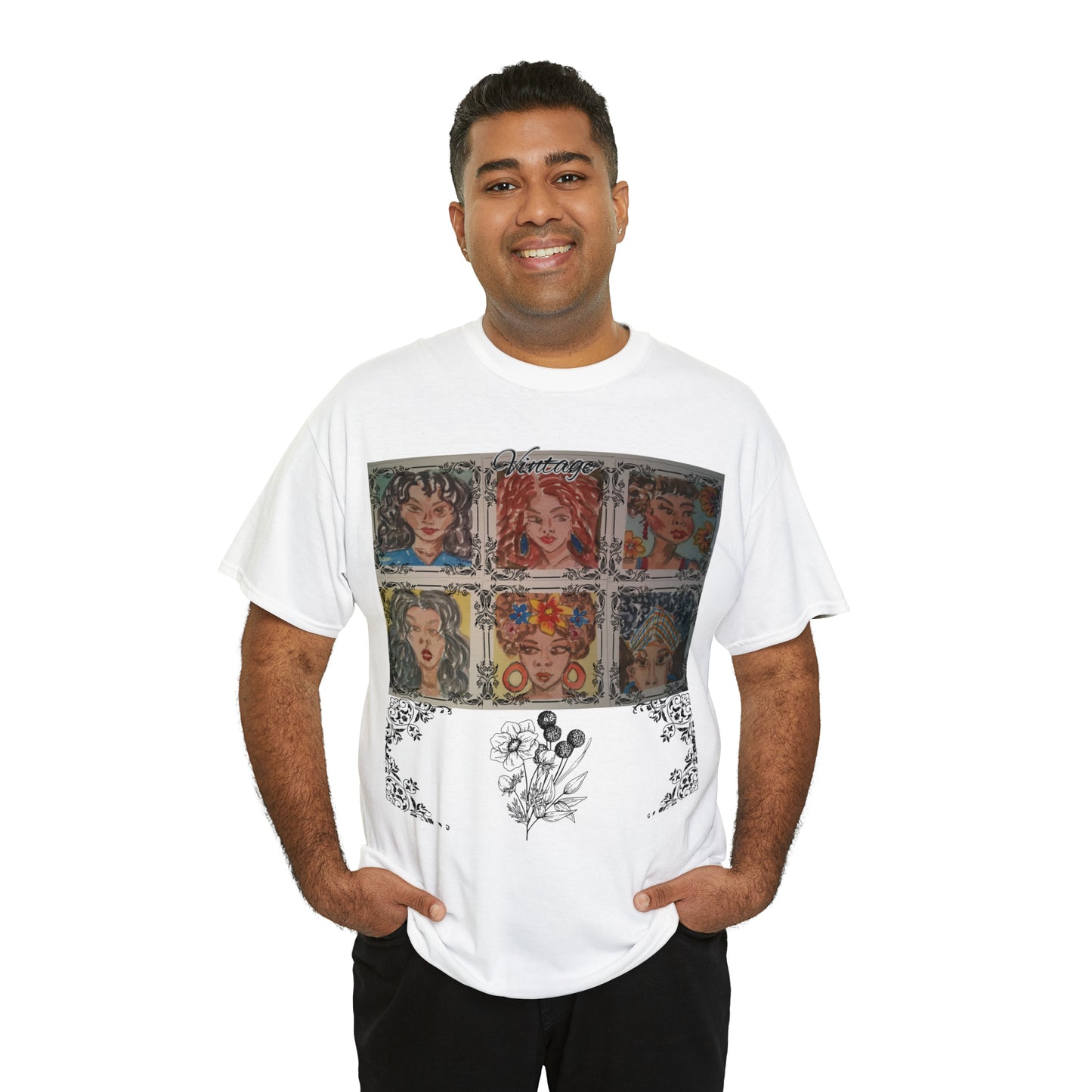 Vintage with comic art Unisex Heavy Cotton Tee