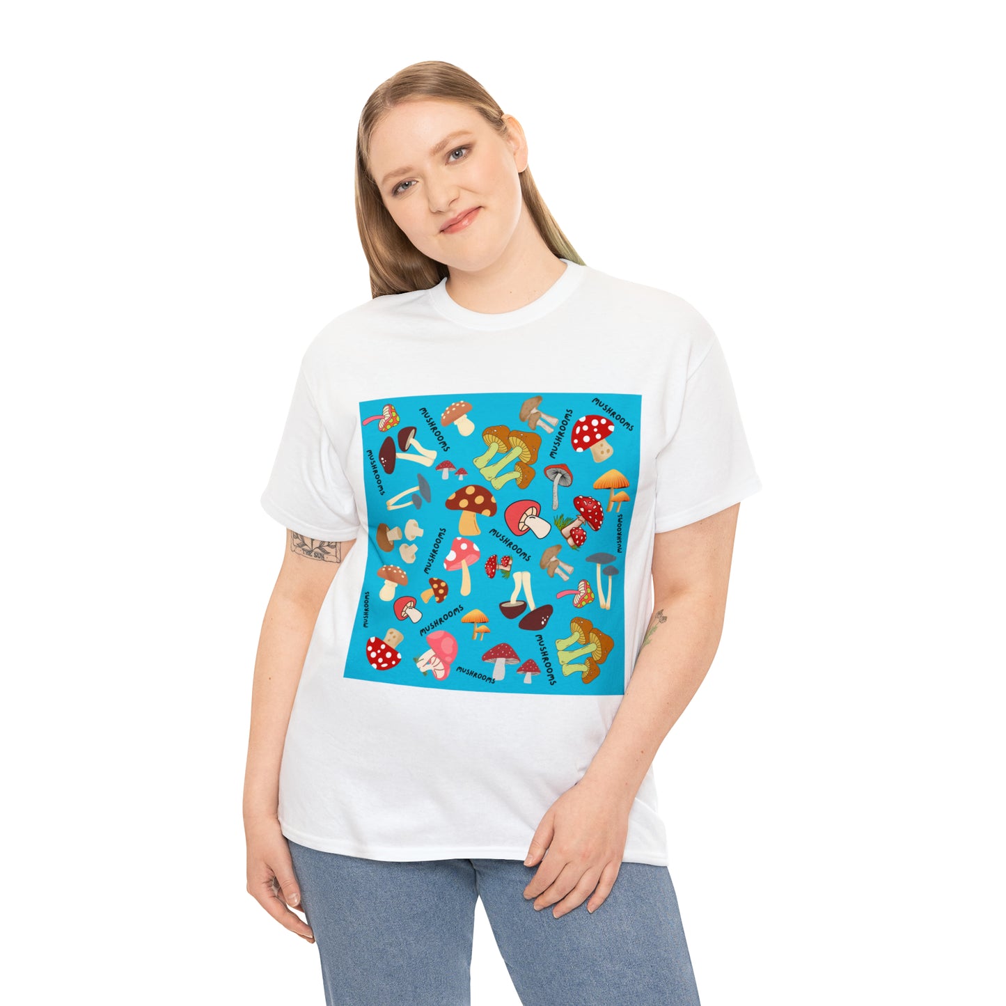 Mushrooms Turq Ground Unisex Heavy Cotton Tee