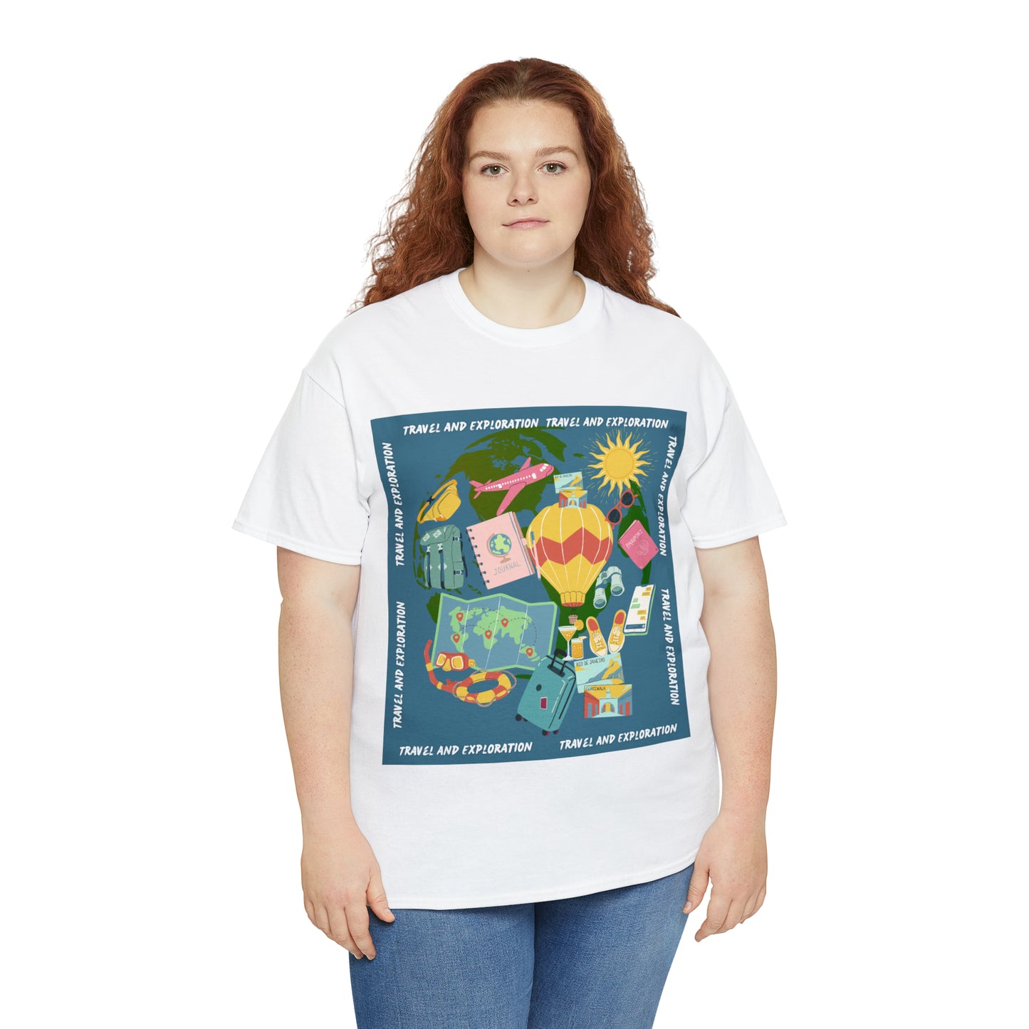 Travel and exploration Blue Unisex Heavy Cotton Tee