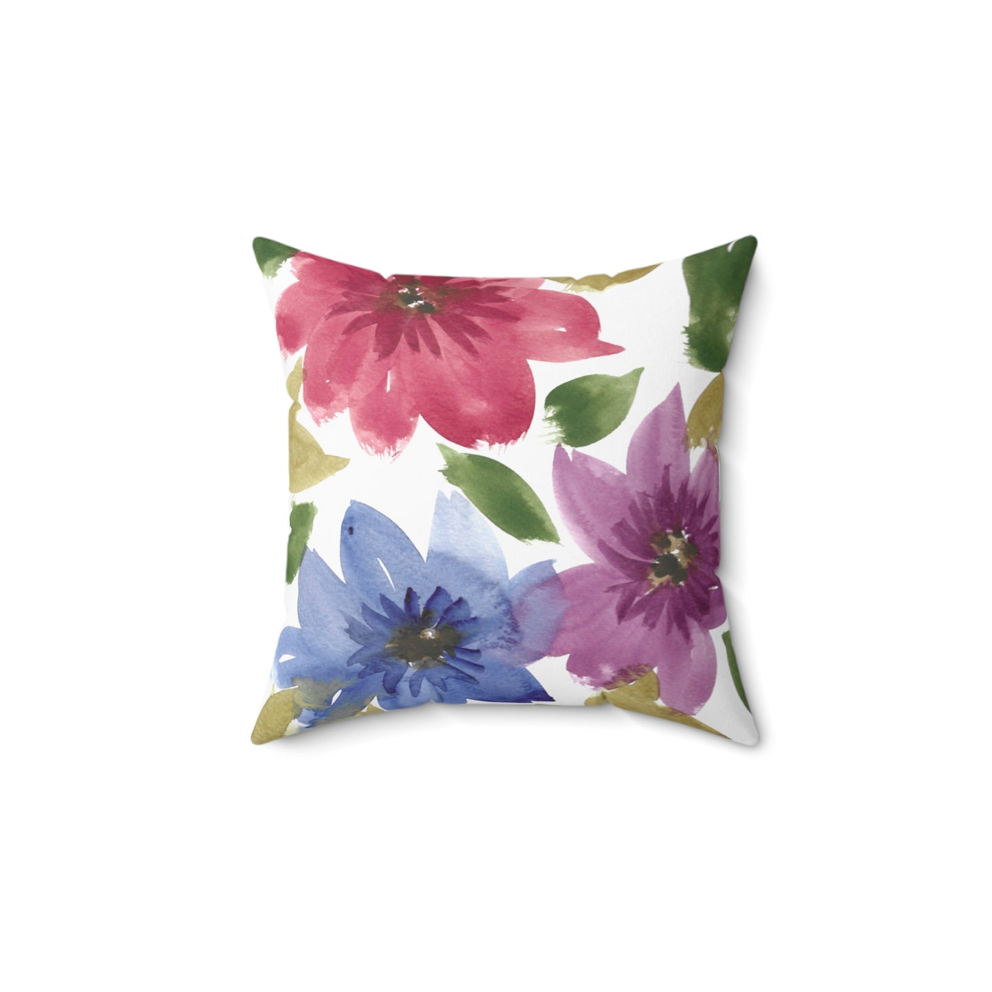 Multicolored Floral Spun Polyester Square Pillow