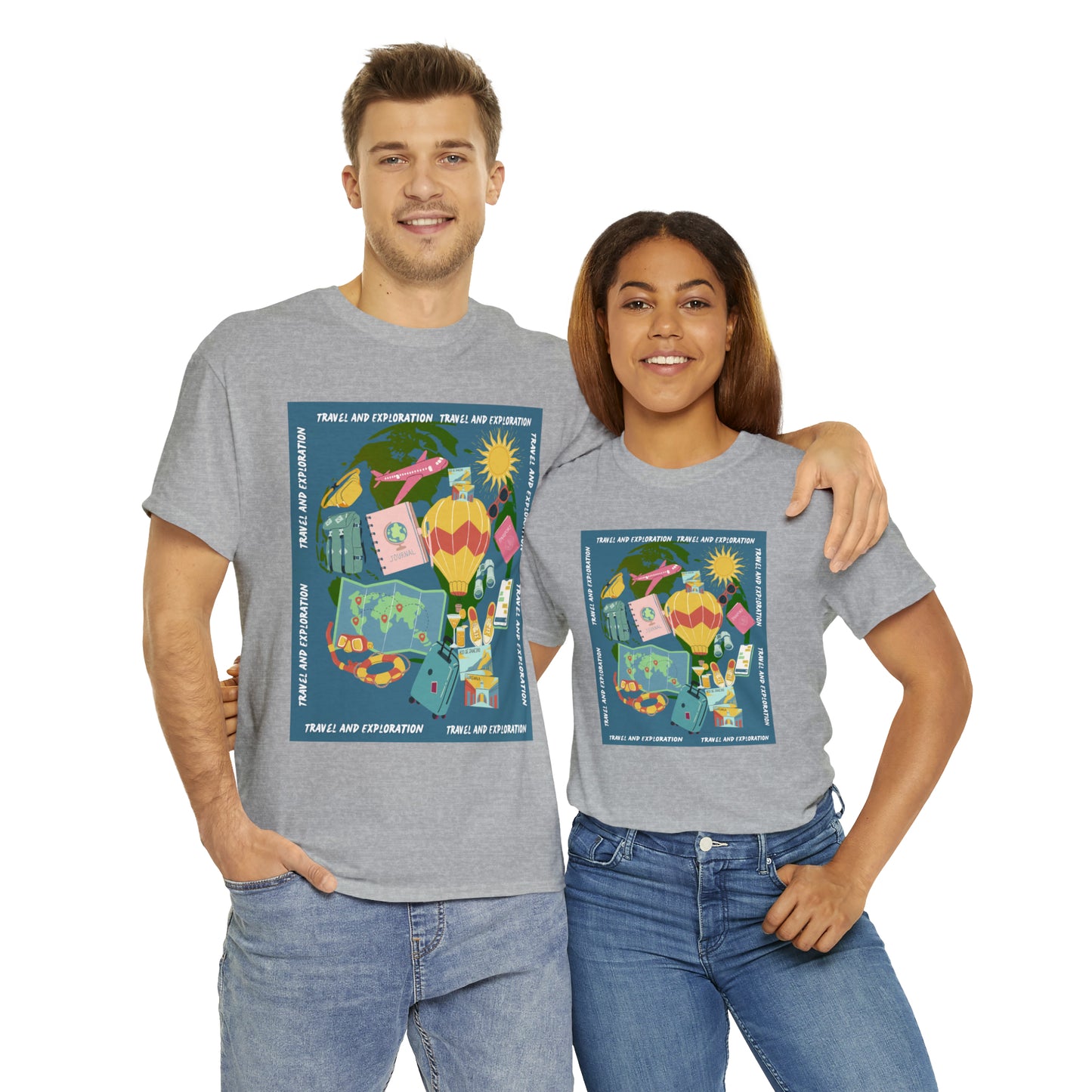Travel and exploration Blue Unisex Heavy Cotton Tee