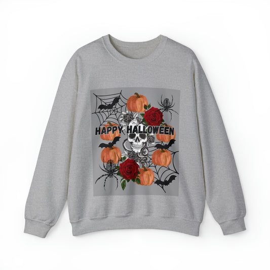 Happy Halloween Grey Ground Unisex Heavy Blend™ Crewneck Sweatshirt