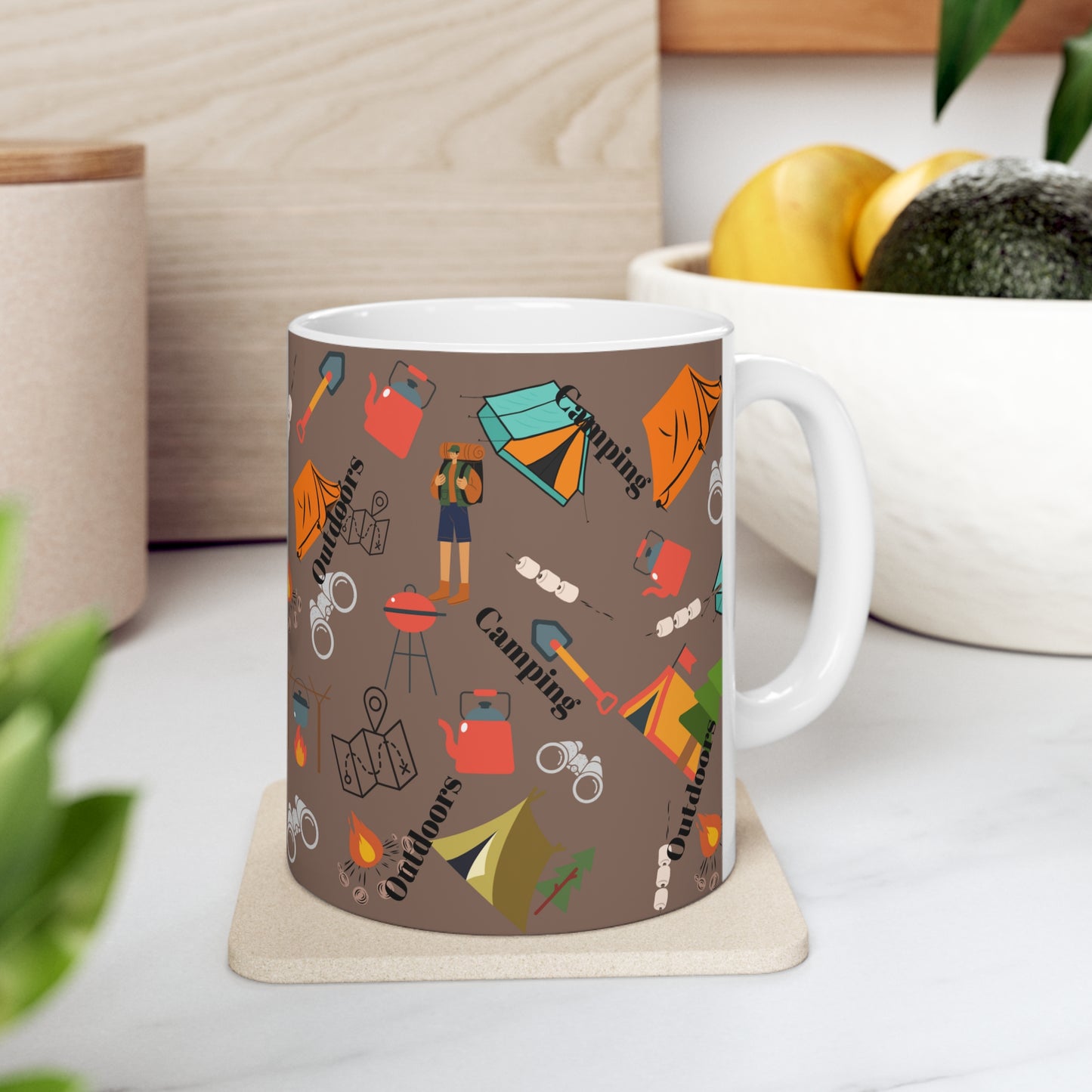 Camping Brown Ceramic Mug 11oz