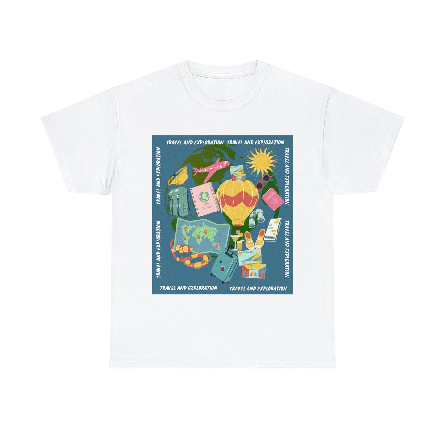 Travel and exploration Blue Unisex Heavy Cotton Tee