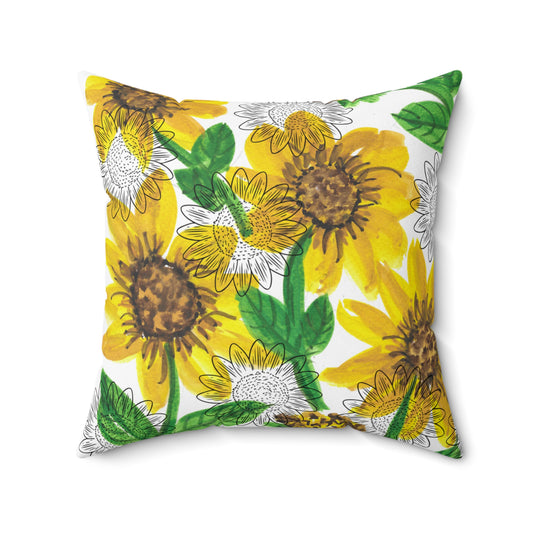 Sunflower Medley Spun Polyester Square Pillow