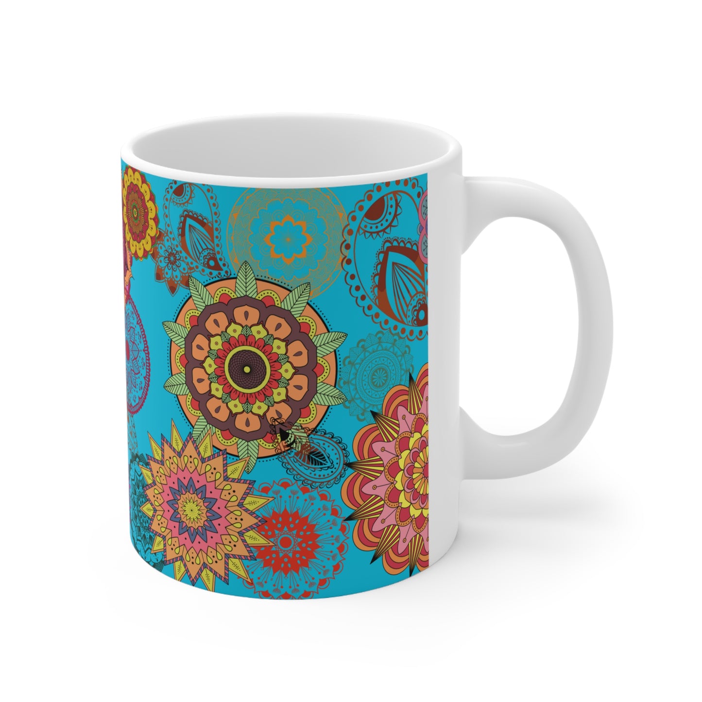 Paisley Floral Turq Ceramic Mug 11oz