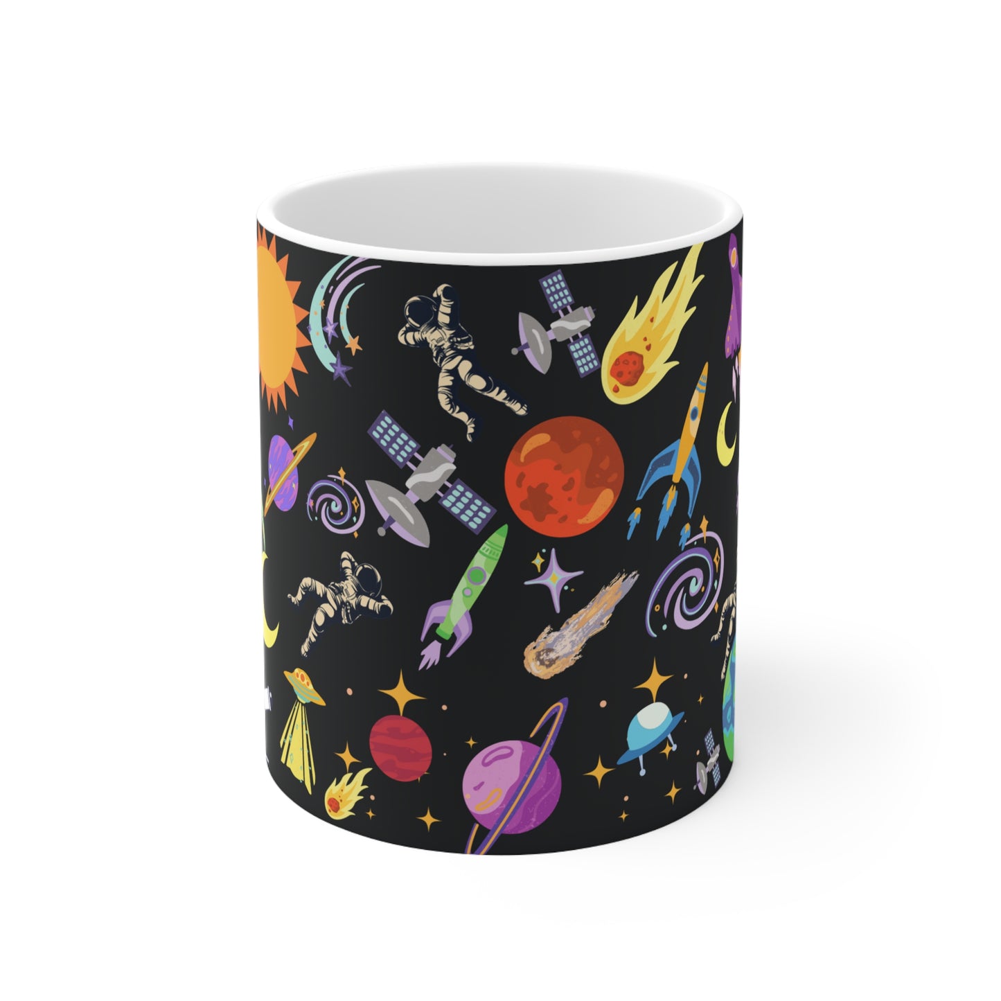 Outerspace Encounters Black Ceramic Mug 11oz