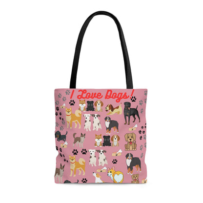 I Love Dogs Tote Bag (AOP)