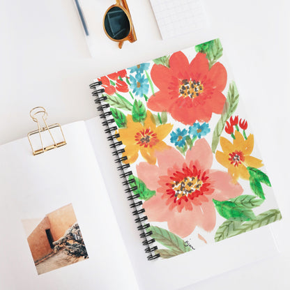 Pastel Abstract Floral Design Spiral Notebook - Ruled Line