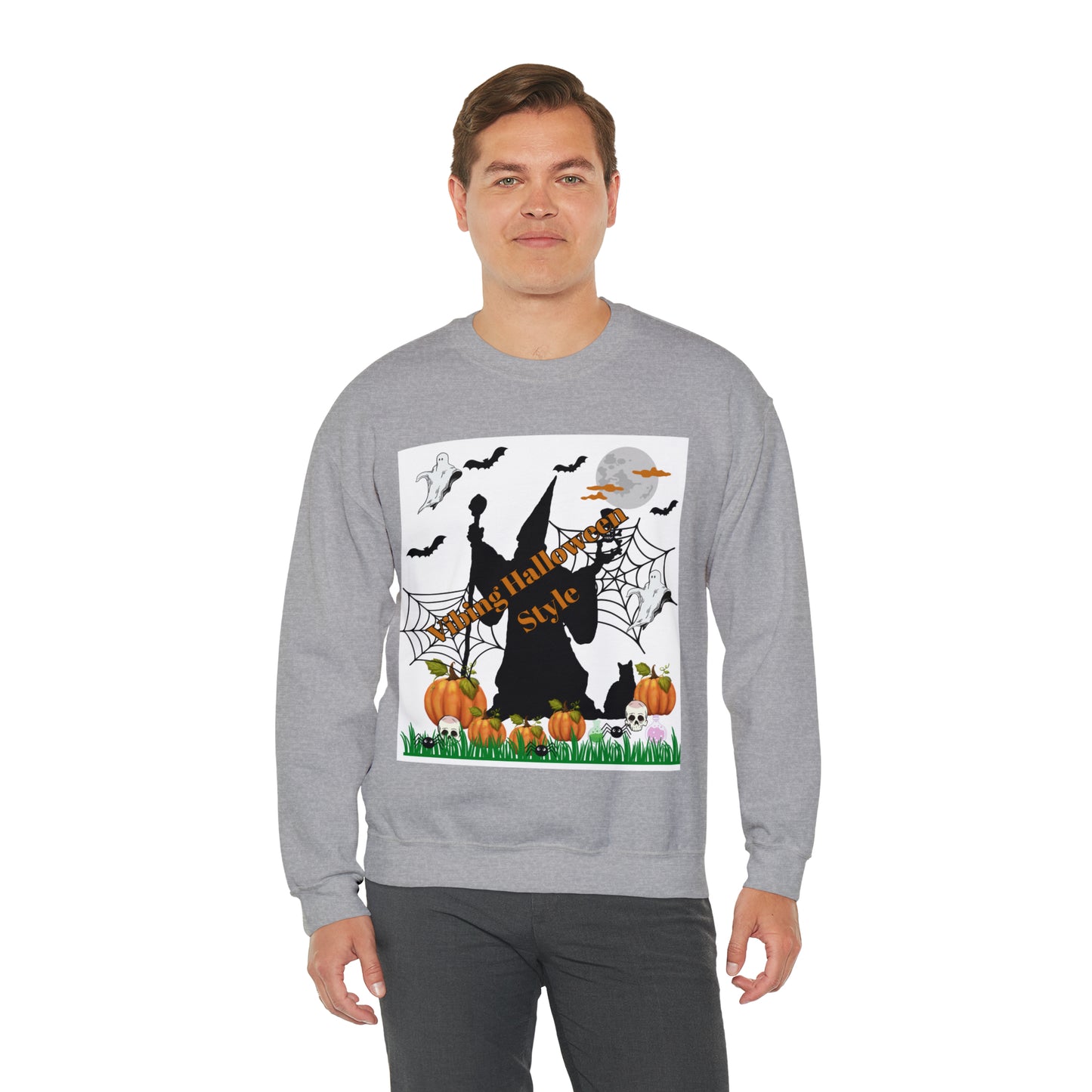 Vibing Halloween Style Unisex Heavy Blend™ Crewneck Sweatshirt