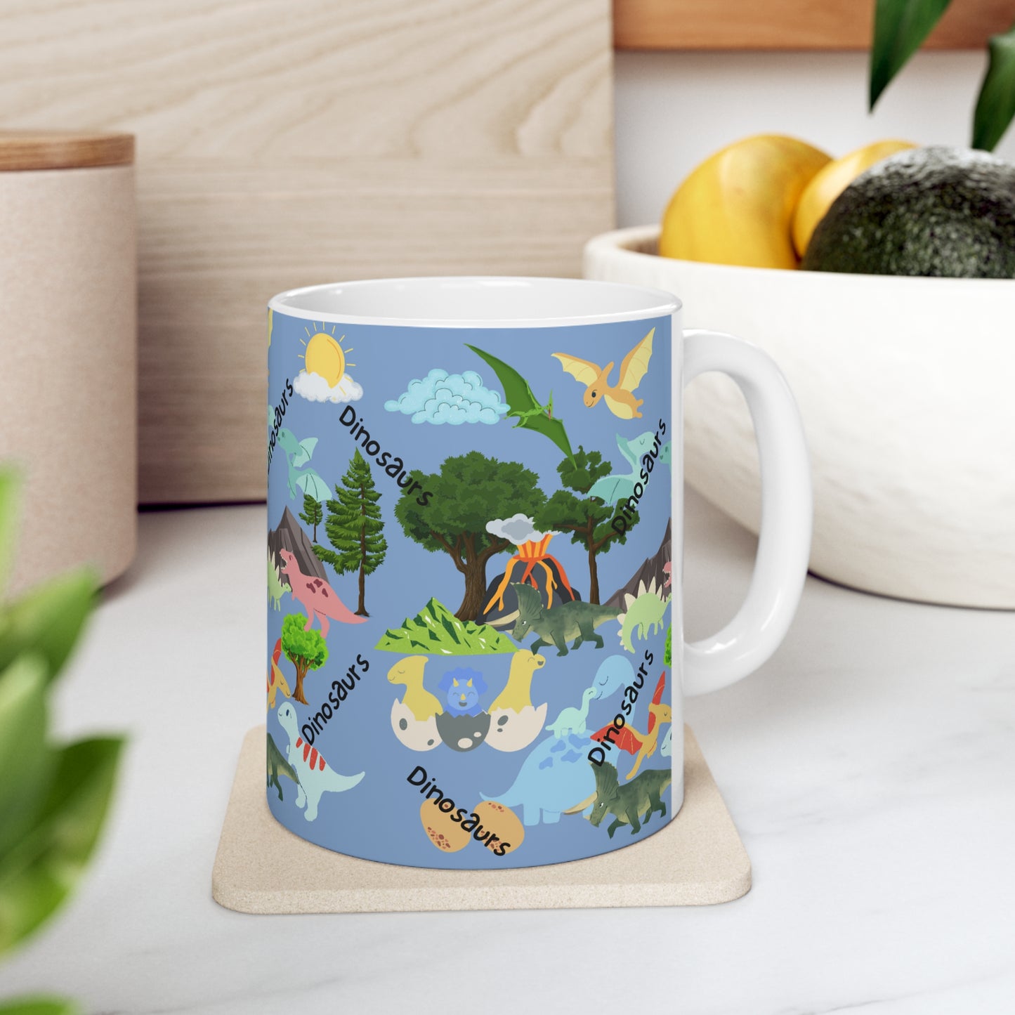 Dinosaurs Blue Ceramic Mug 11oz