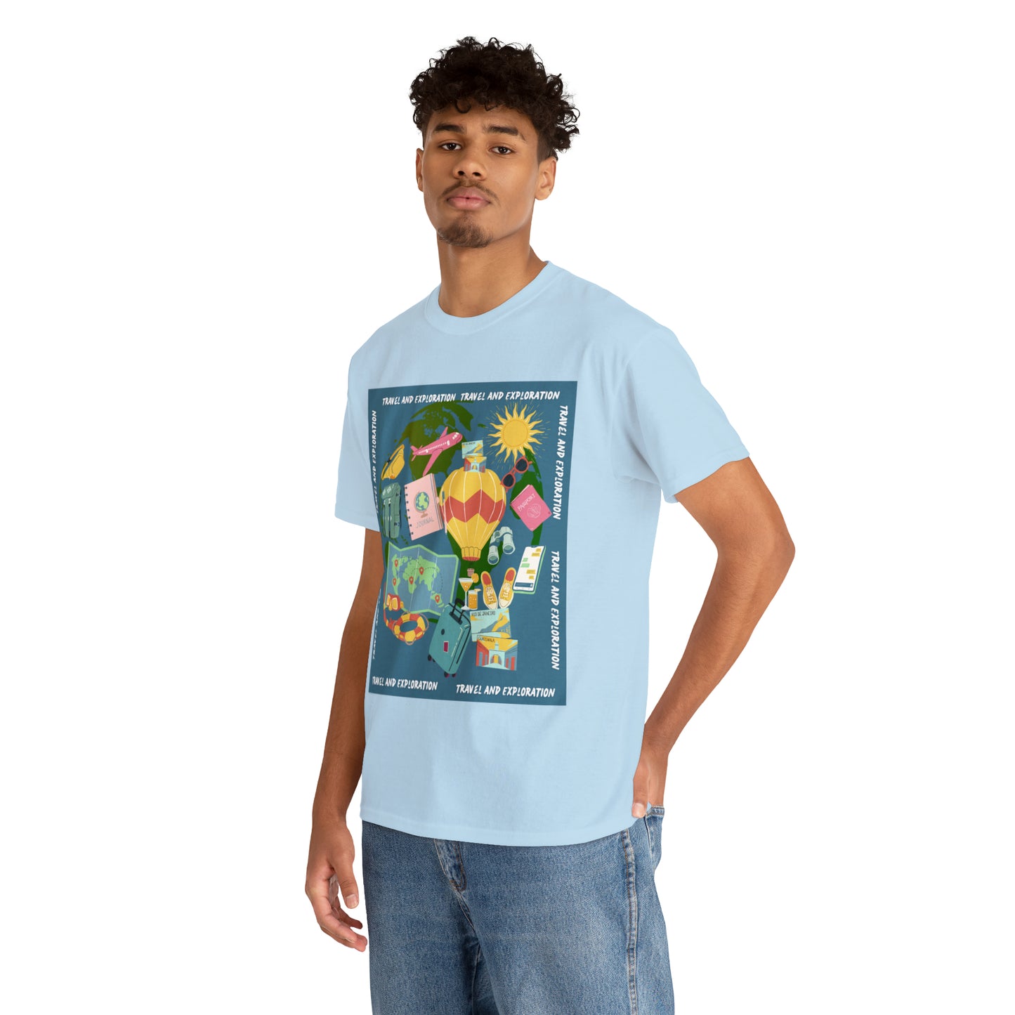 Travel and exploration Blue Unisex Heavy Cotton Tee