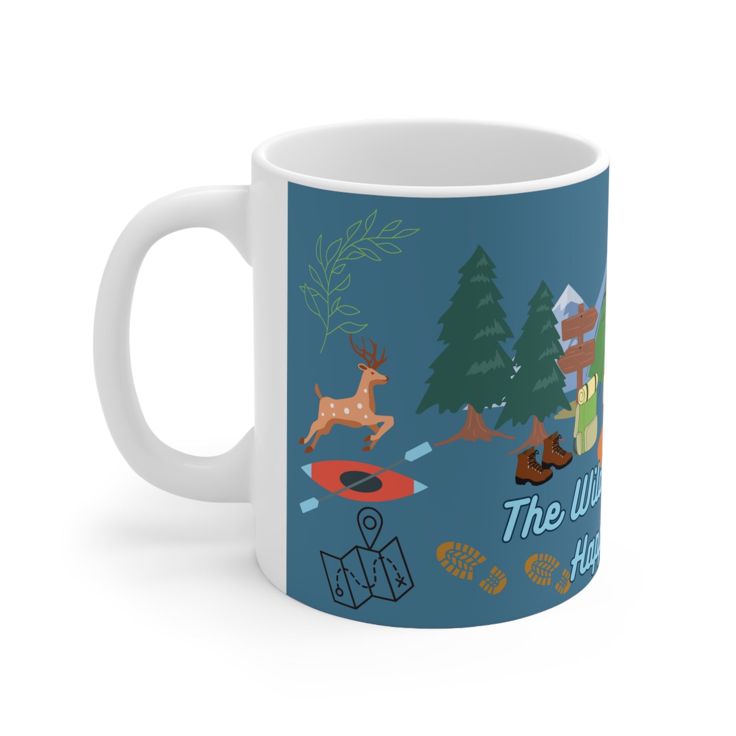 The Wilderness Is My Happy Place Blue Ceramic Mug 11oz