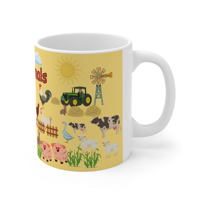 Farm Animals Yellow Ceramic Mug 11oz