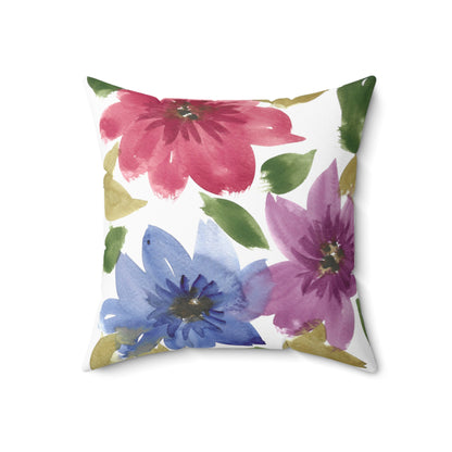 Multicolored Floral Spun Polyester Square Pillow