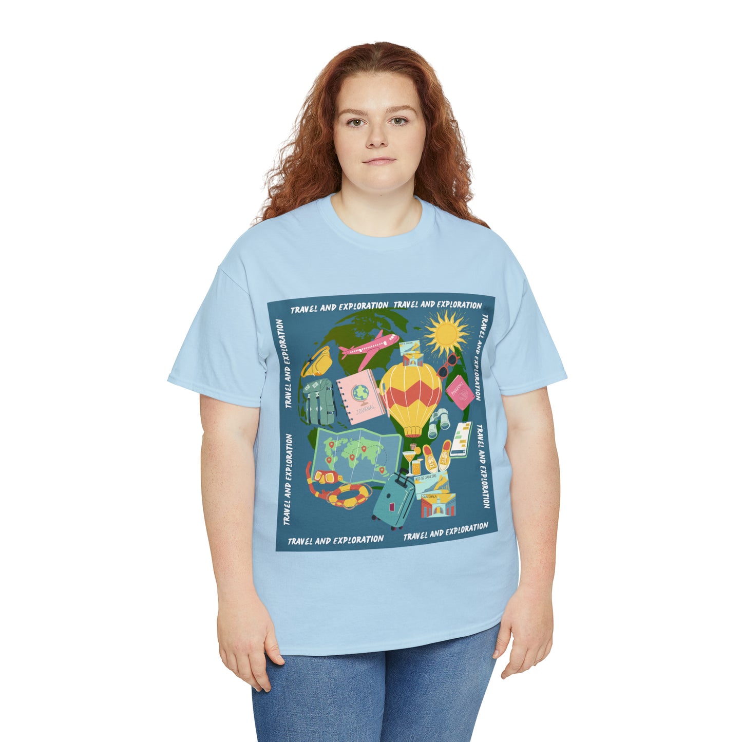 Travel and exploration Blue Unisex Heavy Cotton Tee
