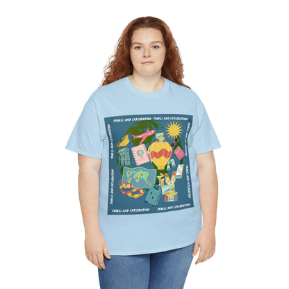 Travel and exploration Blue Unisex Heavy Cotton Tee