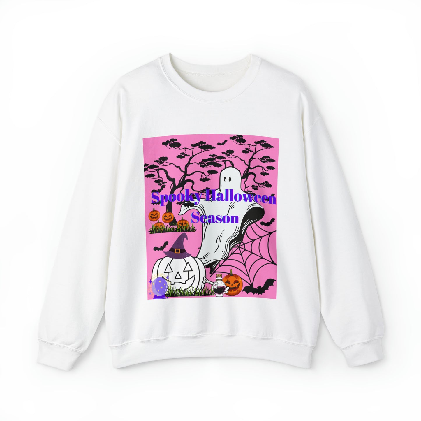 Spooky Halloween Season Pink Unisex Heavy Blend™ Crewneck Sweatshirt