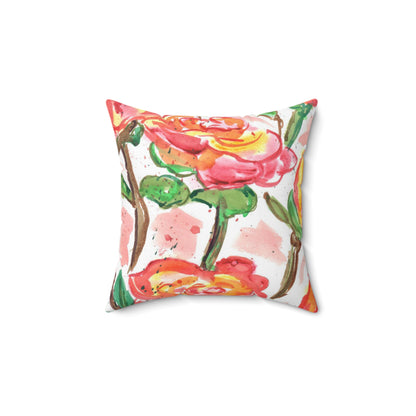 Abstract Rose Design, Spun Polyester Square Pillow