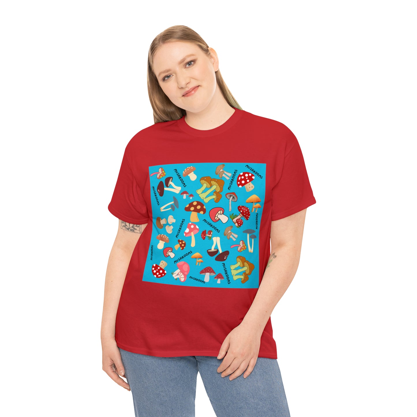 Mushrooms Turq Ground Unisex Heavy Cotton Tee