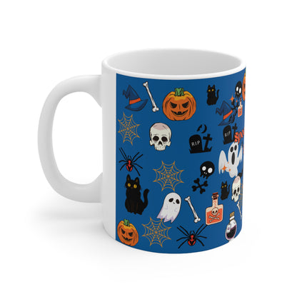 Spooky Creepy Season Blue Ceramic Mug 11oz
