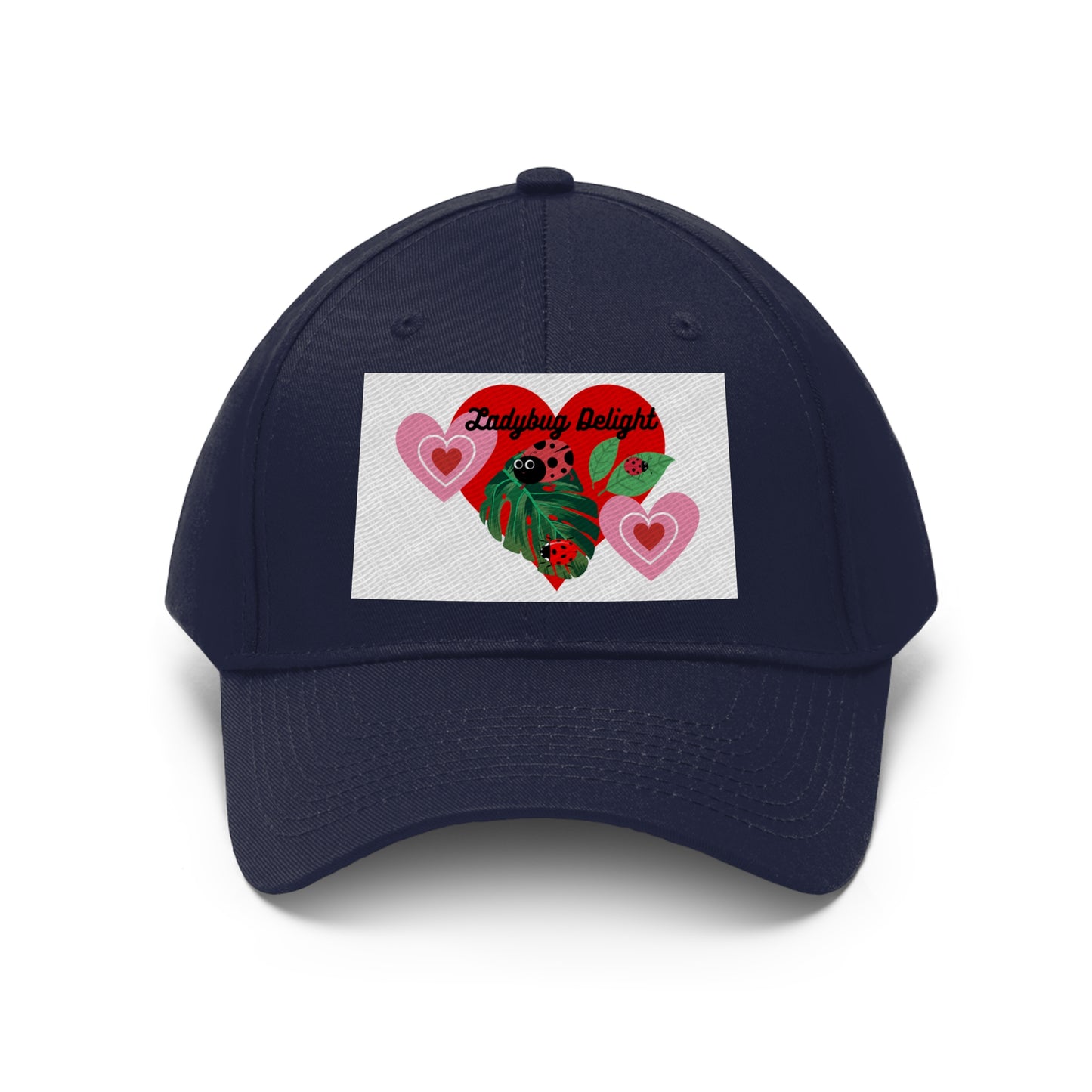 Ladybug Delight White Ground Unisex Twill Hat