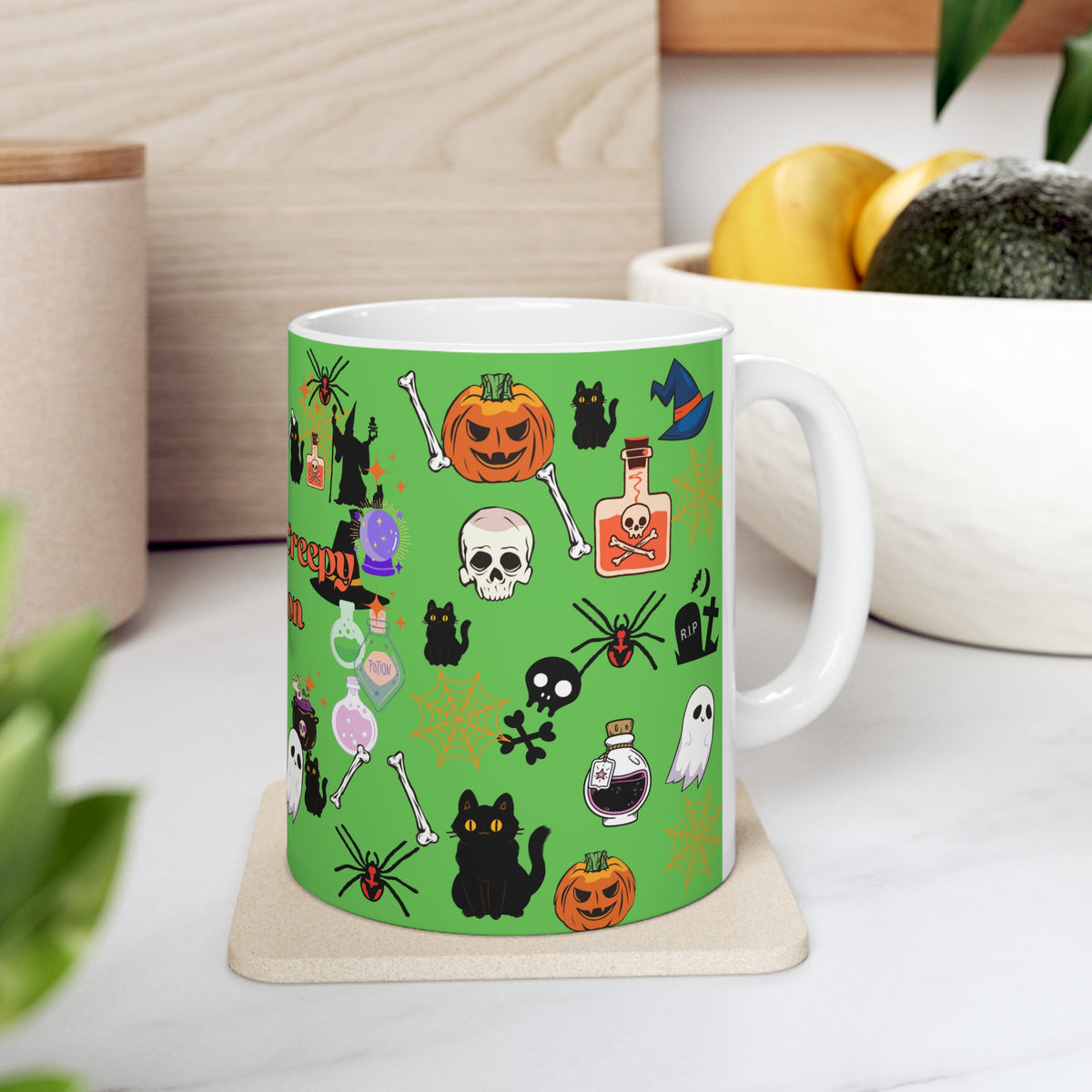 Spooky Creepy Season Green Ceramic Mug 11oz