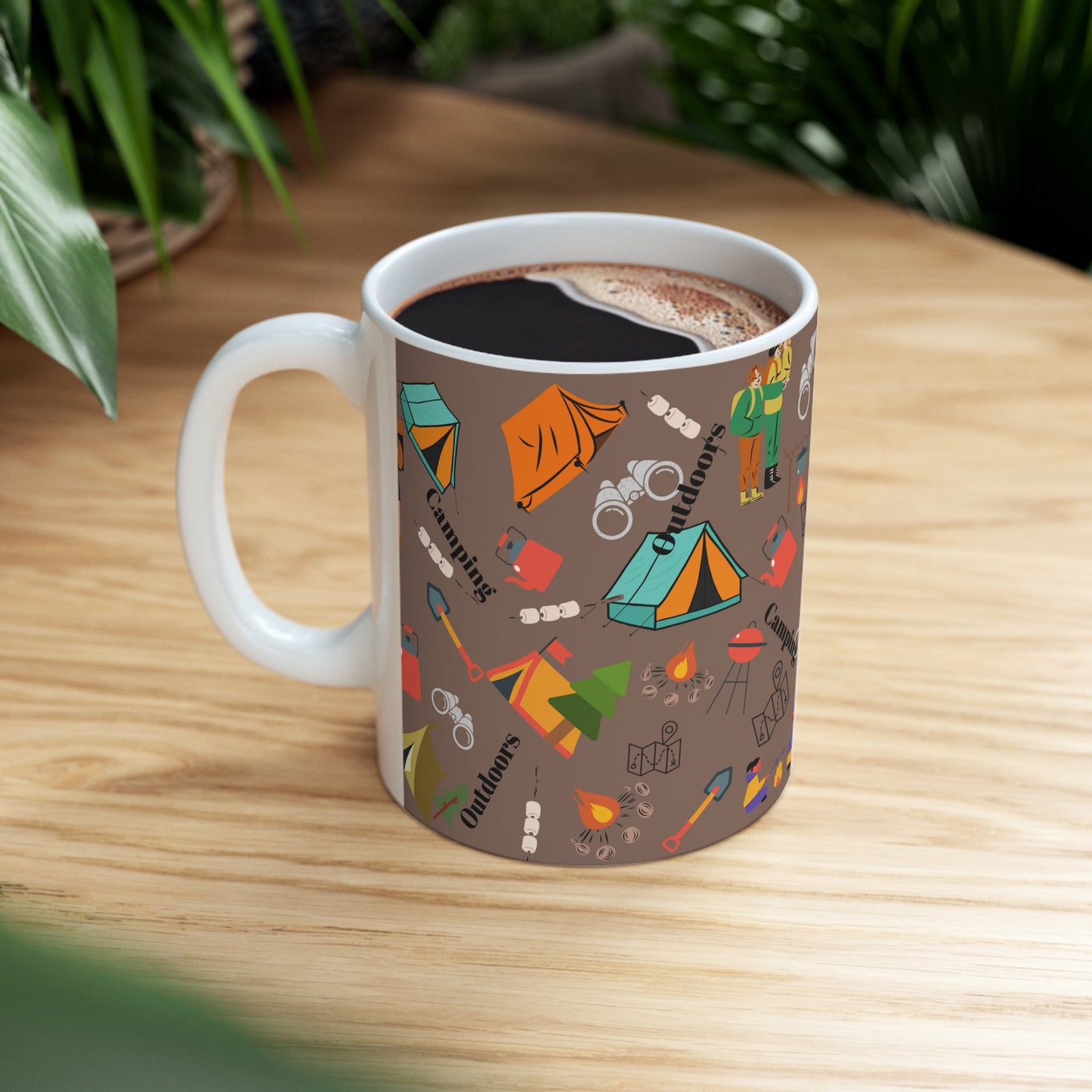 Camping Brown Ceramic Mug 11oz