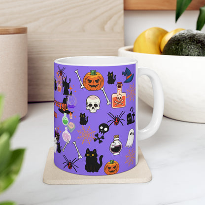Spooky Creepy Season Purple Ceramic Mug 11oz