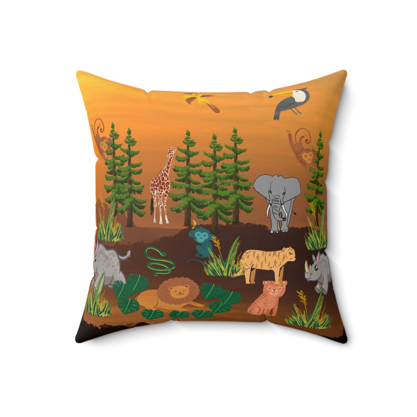 African Safari Spun Polyester Square Pillow