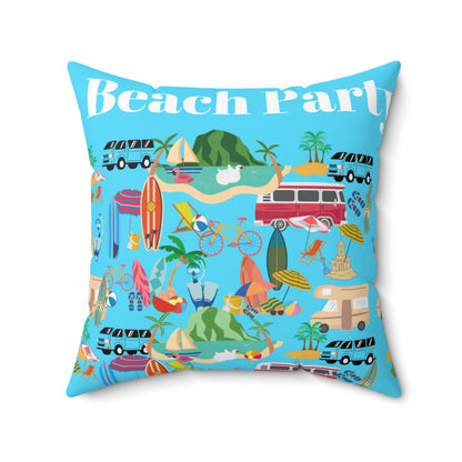 Beach Party Spun Polyester Square Pillow