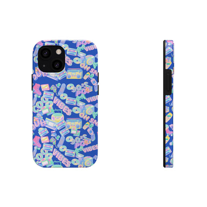 Retro Vibes Blue Tough Phone Cases