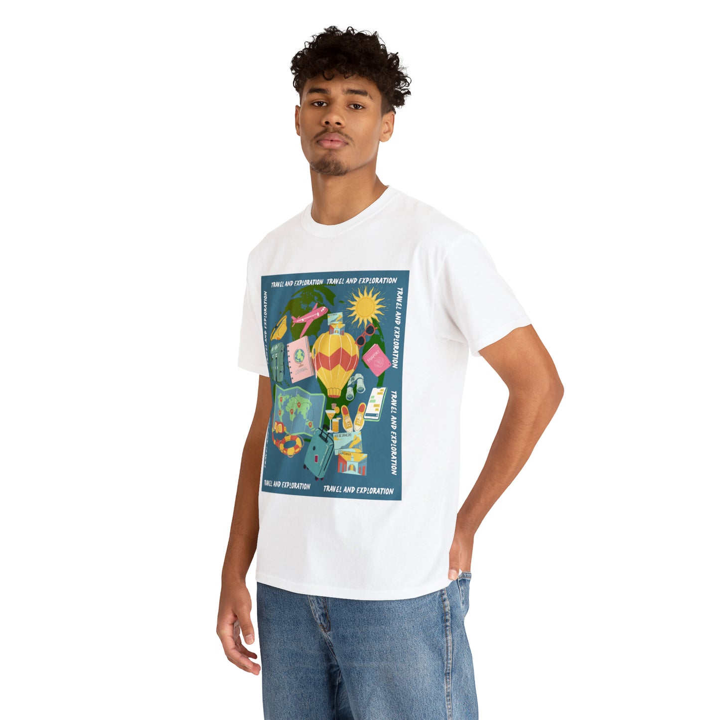 Travel and exploration Blue Unisex Heavy Cotton Tee