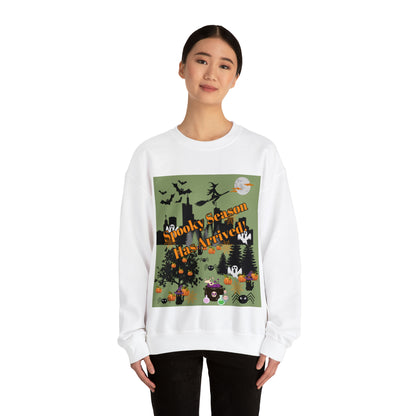 Spooky Season Has Arrived Green Unisex Heavy Blend™ Crewneck Sweatshirt