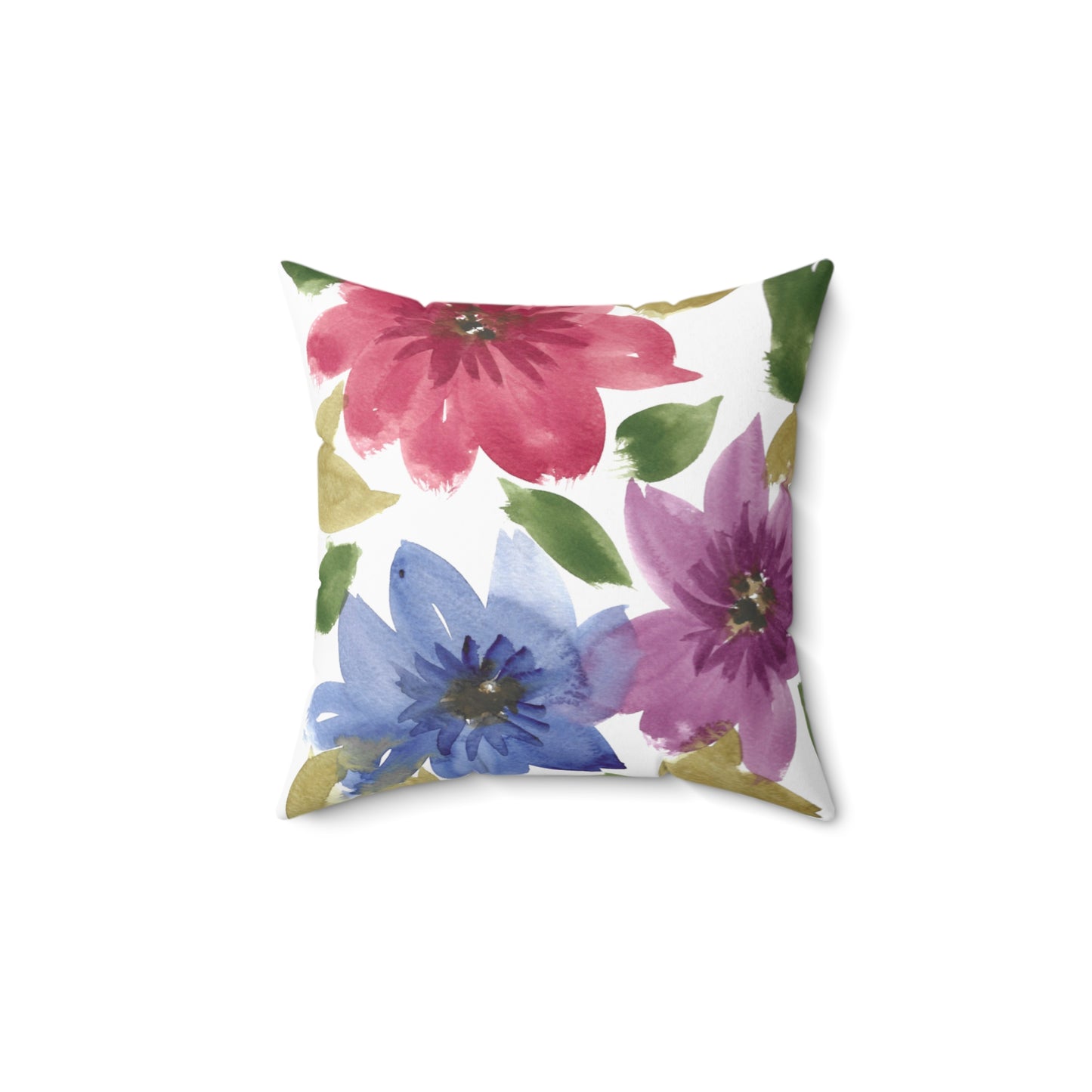 Multicolored Floral Spun Polyester Square Pillow