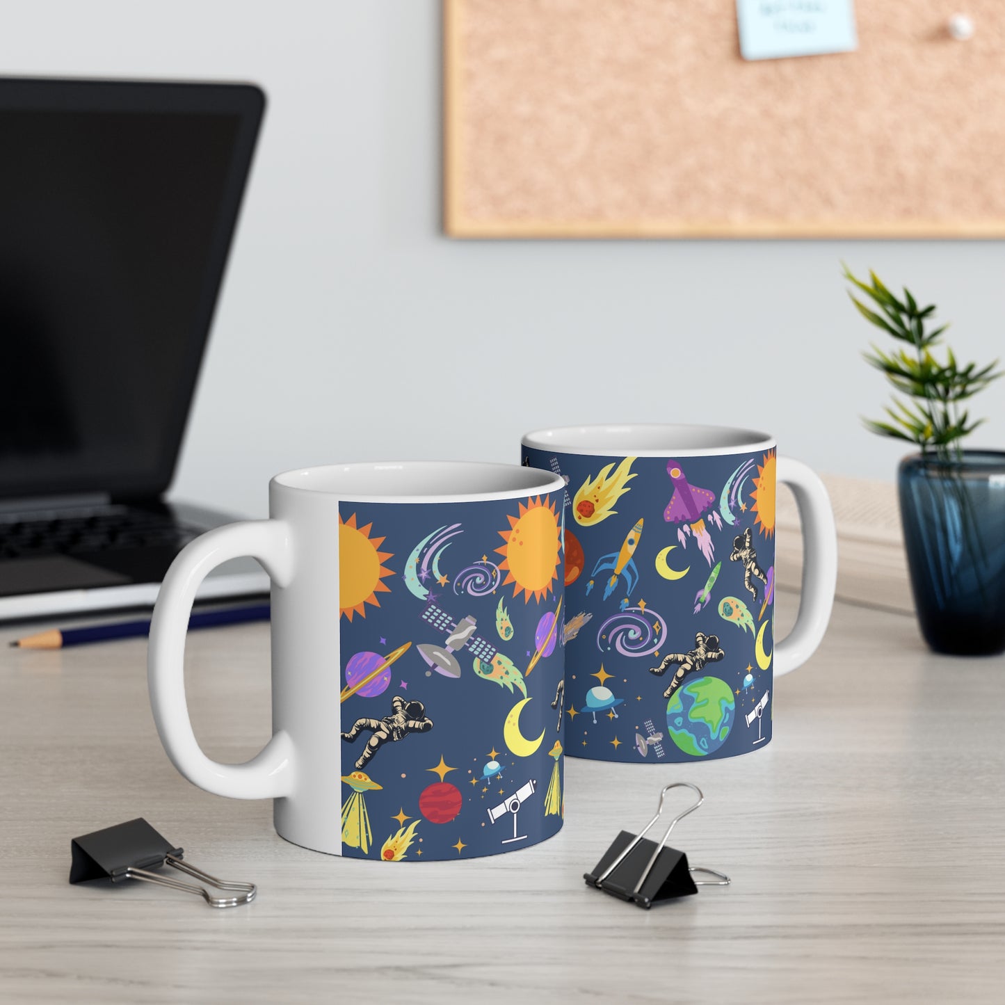 Outerspace Encounters Blue Ceramic Mug 11oz