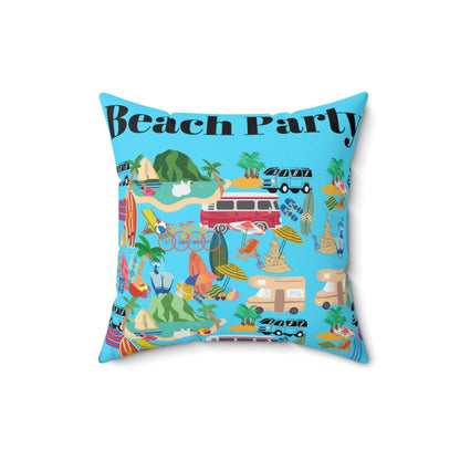 Beach Party Spun Polyester Square Pillow