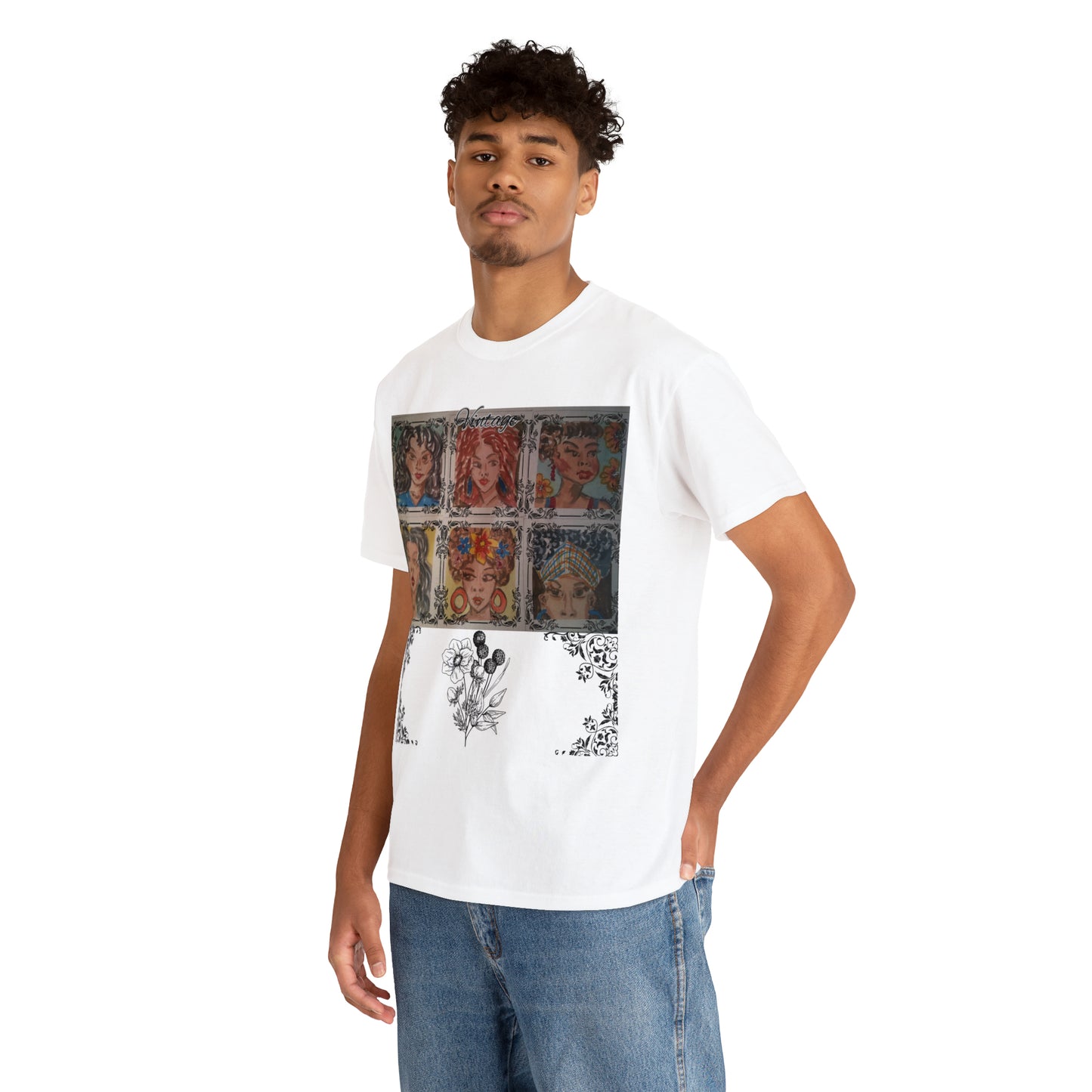 Vintage with comic art Unisex Heavy Cotton Tee