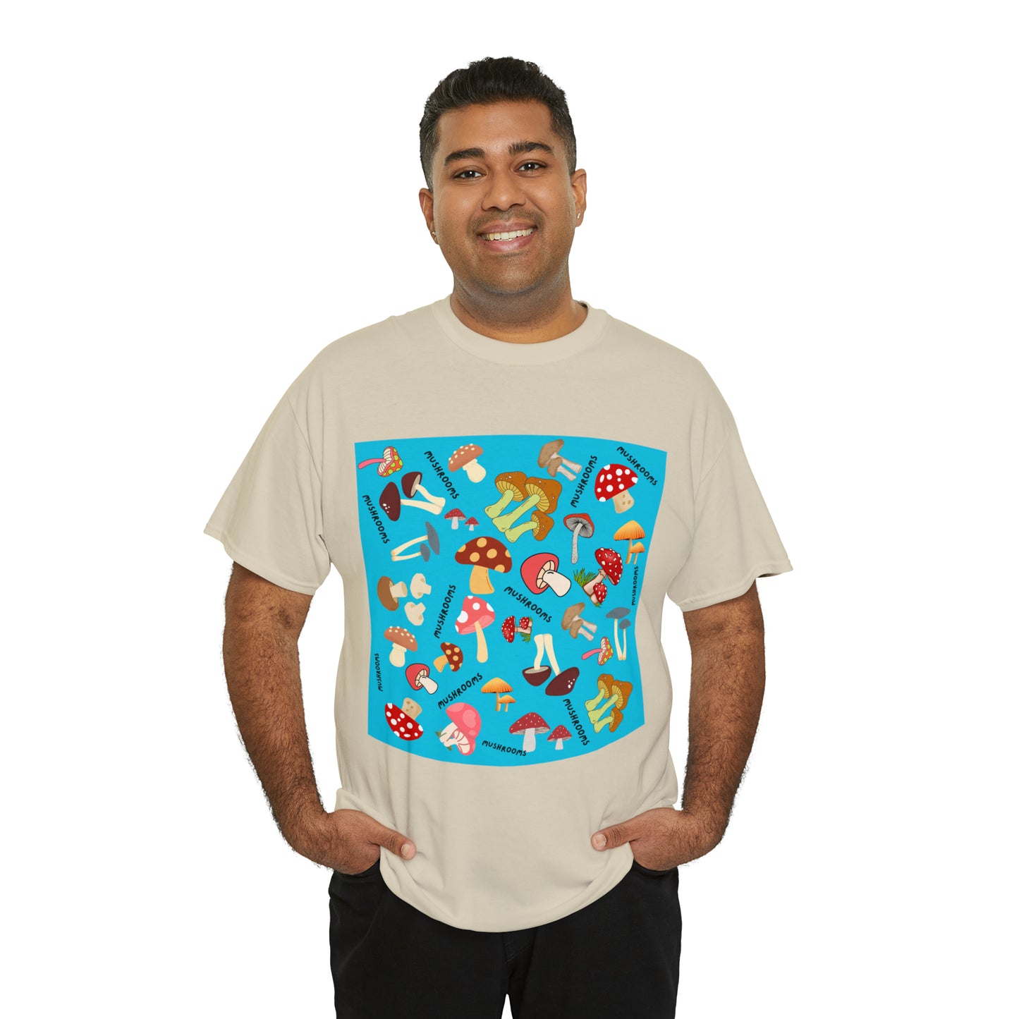 Mushrooms Turq Ground Unisex Heavy Cotton Tee