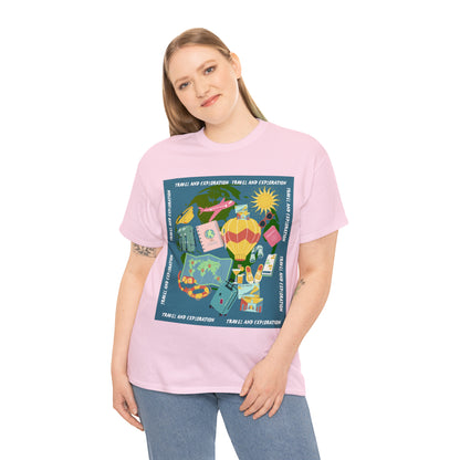 Travel and exploration Blue Unisex Heavy Cotton Tee