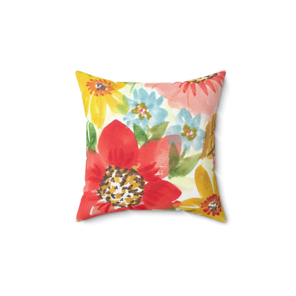 Fun Floral Bouquet Spun Polyester Square Pillow