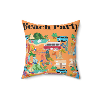 Beach Party Spun Polyester Square Pillow