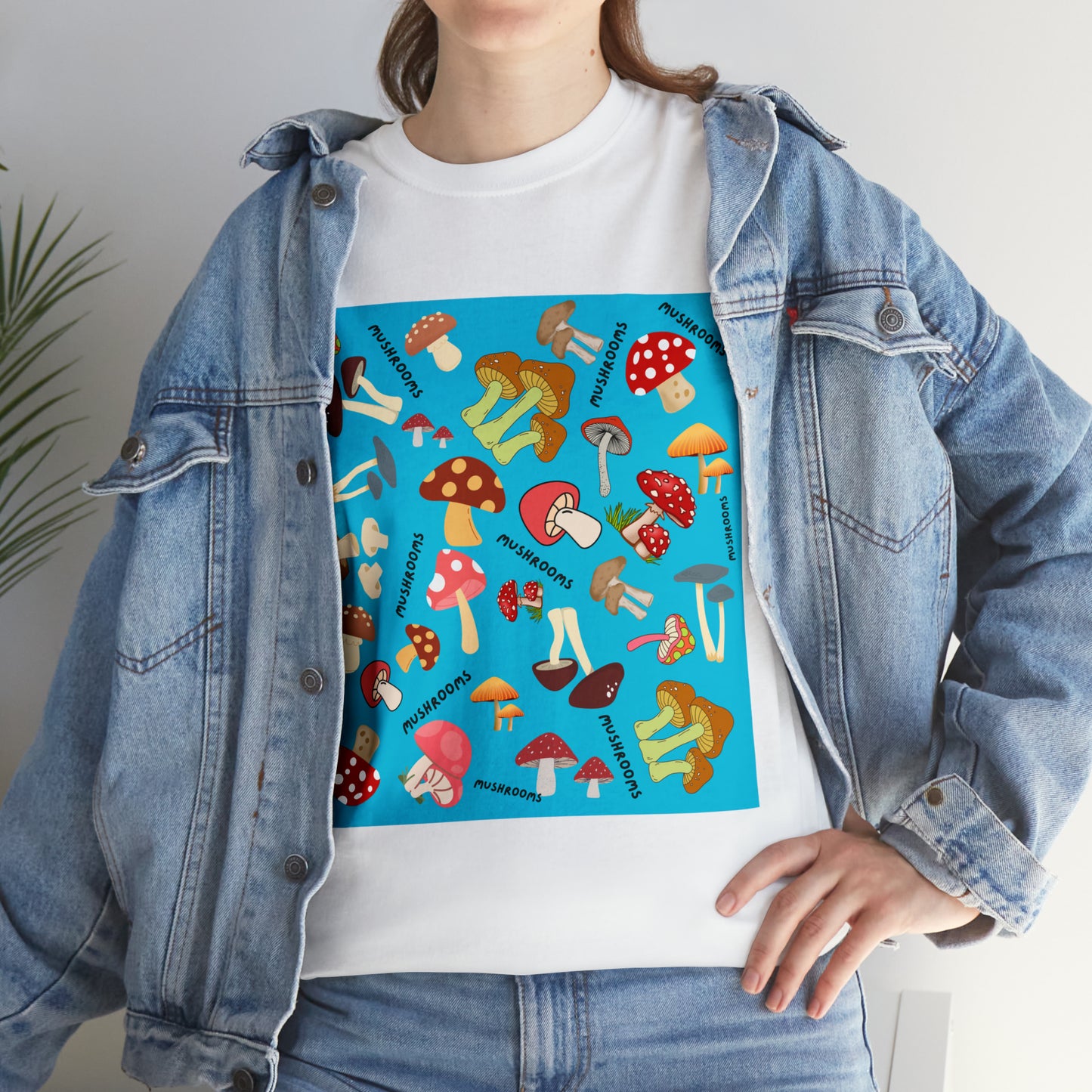 Mushrooms Turq Ground Unisex Heavy Cotton Tee