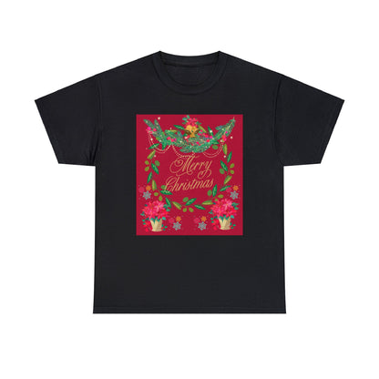 Merry Christmas Garland Unisex Heavy Cotton Tee