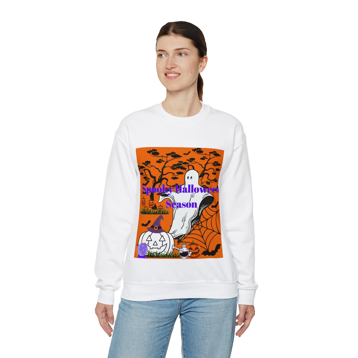 Spooky Halloween Season Orange Unisex Heavy Blend™ Crewneck Sweatshirt