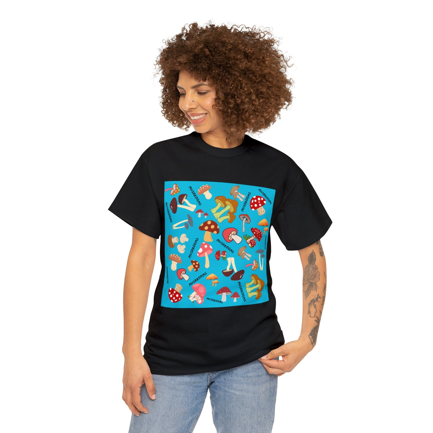 Mushrooms Turq Ground Unisex Heavy Cotton Tee